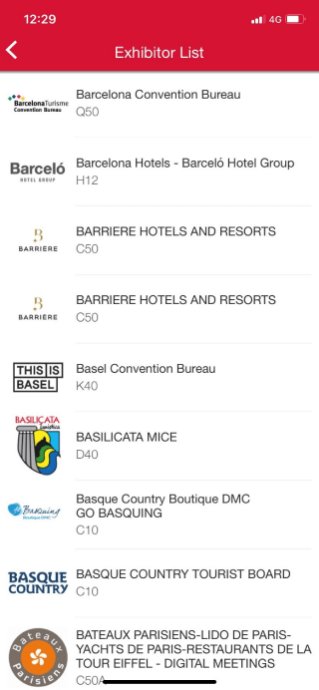 IBTM World Mobile App - Exhibitor Directory