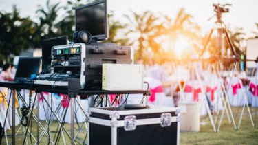 Tech booth at an outdoor event